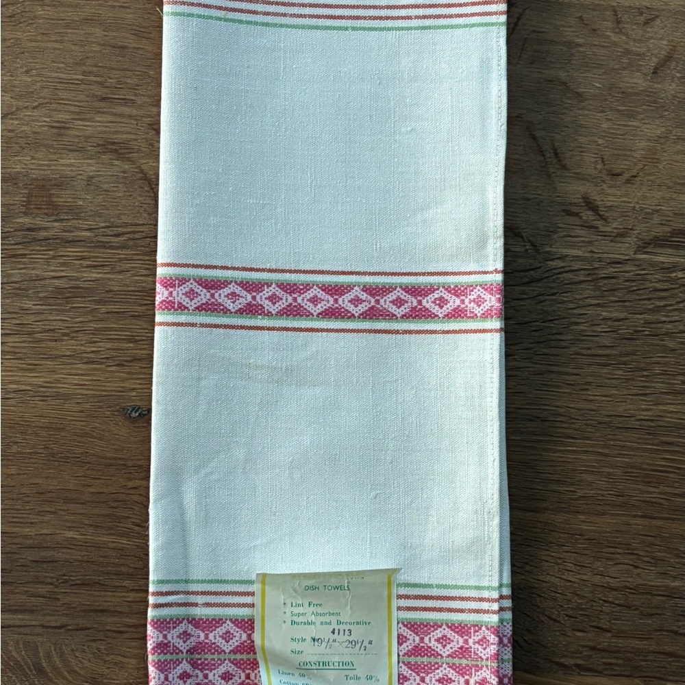 Decorative Kitchen Towel with Pink and Green Accents